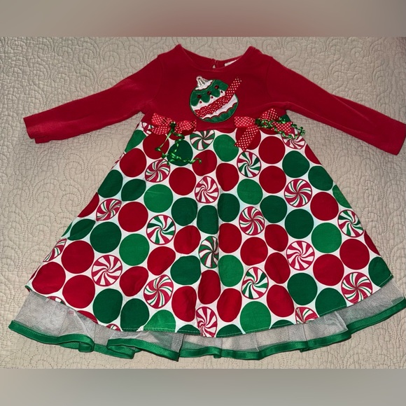 Rare too Festive Red and Green Kids Dress - Picture 1 of 5